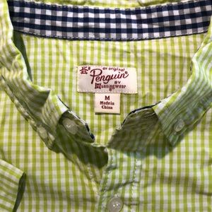 NEW Boys Green Gingham Button-Up, Short-Sleeve Shirt